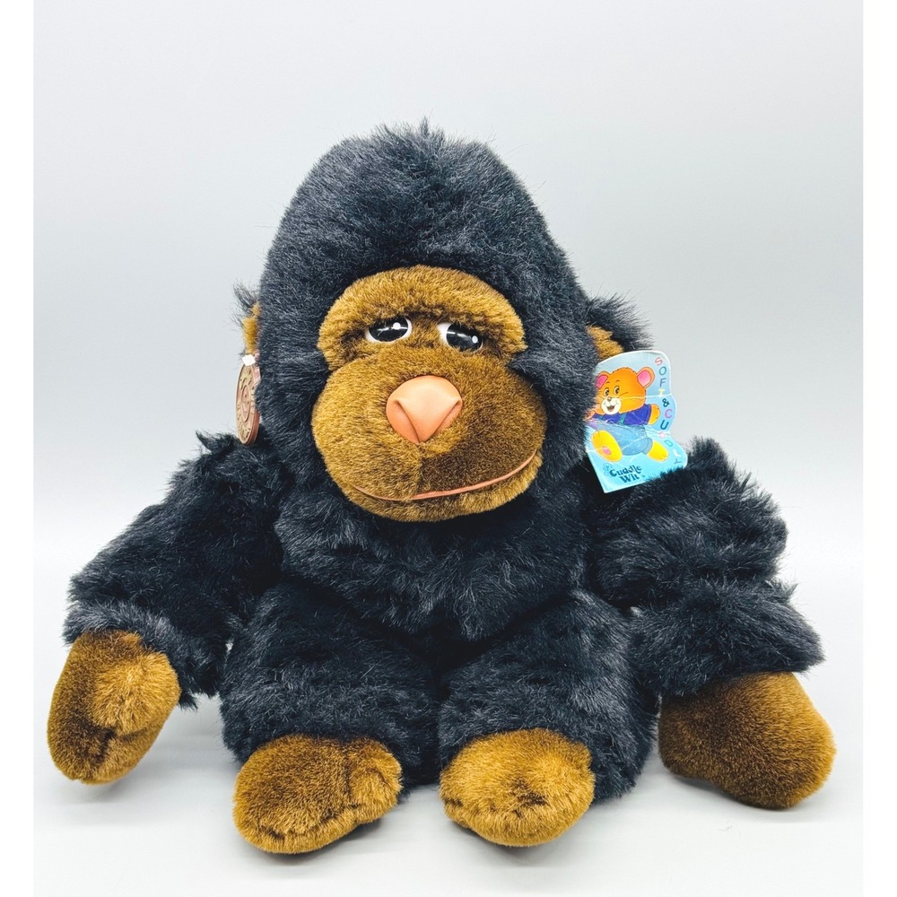 Cuddle Wit Plush Gorilla Black 1992 Vintage Stuffed Animal Ape Monkey 10 inch
